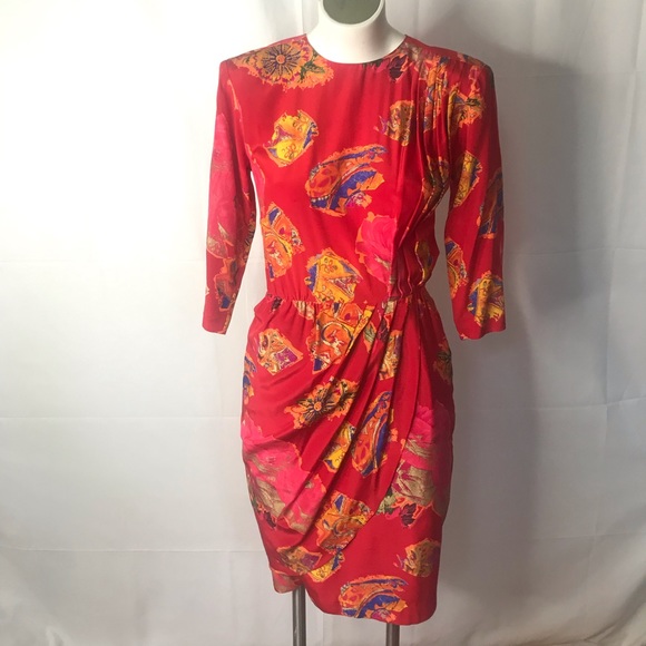Vintage Louis Féraud silk dress size 6 Germany - Picture 12 of 15